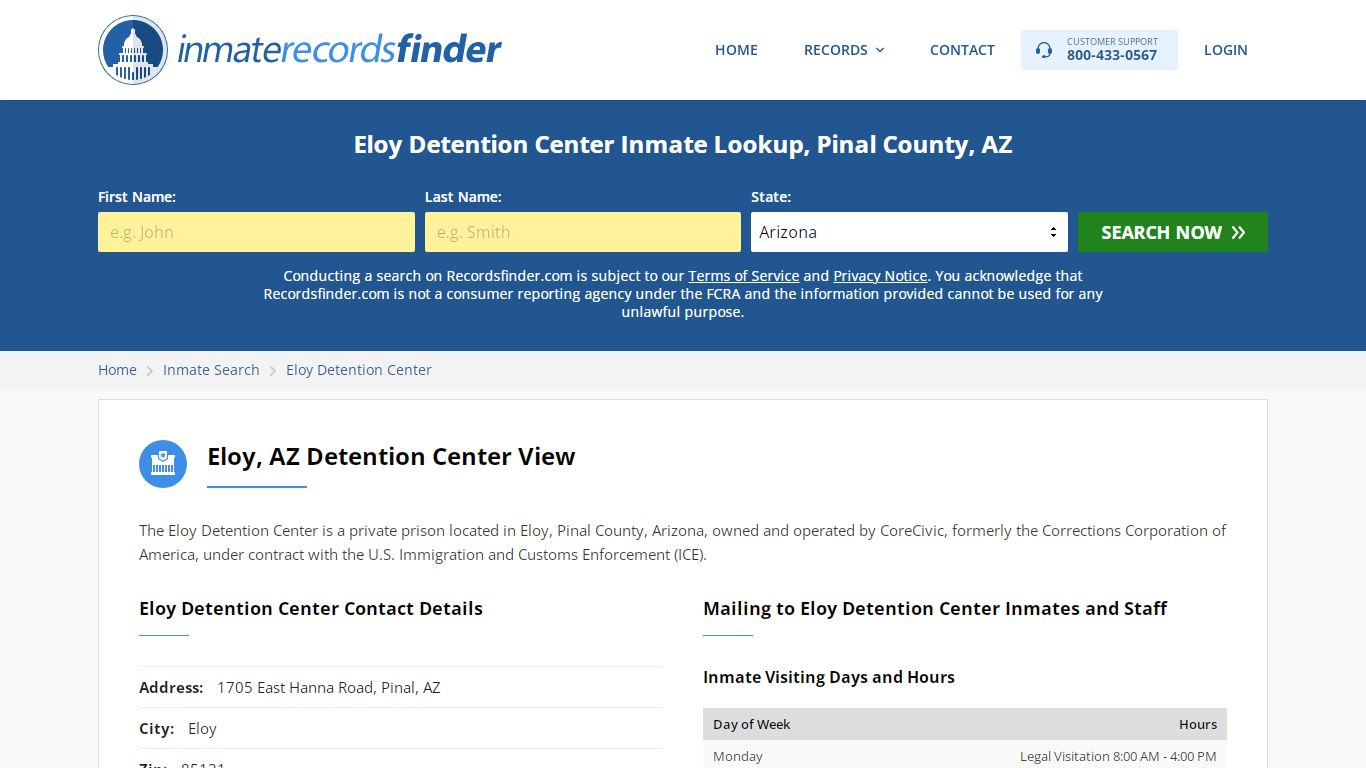 Eloy Detention Center Roster & Inmate Search, Pinal County ...