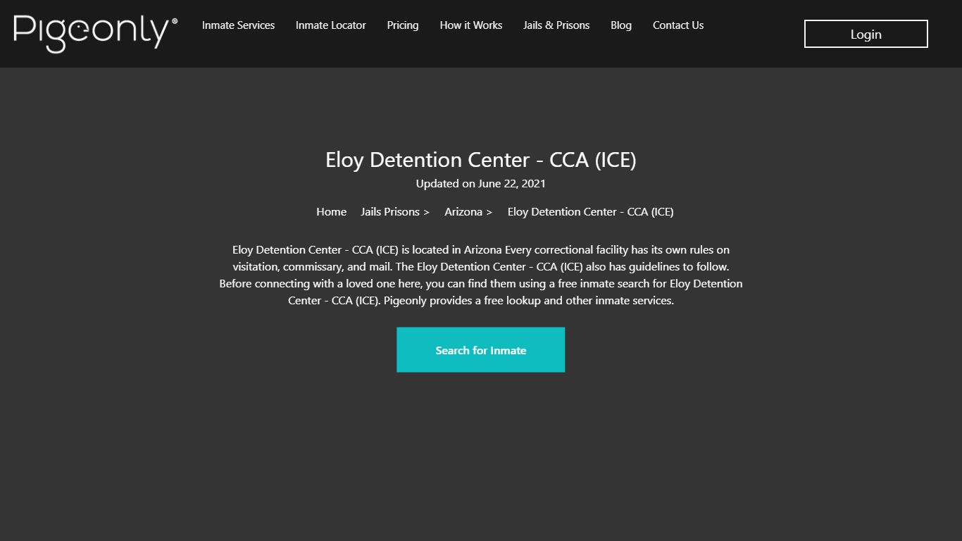 Eloy Detention Center - CCA (ICE) Inmate Search | Arizona